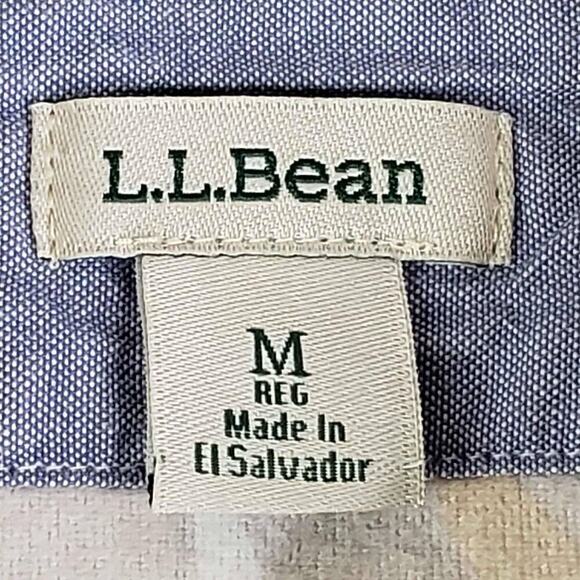 LL Bean Button Down Shirt LS Men’s Size Medium M Beige Camouflage Cotton - Picture 7 of 10